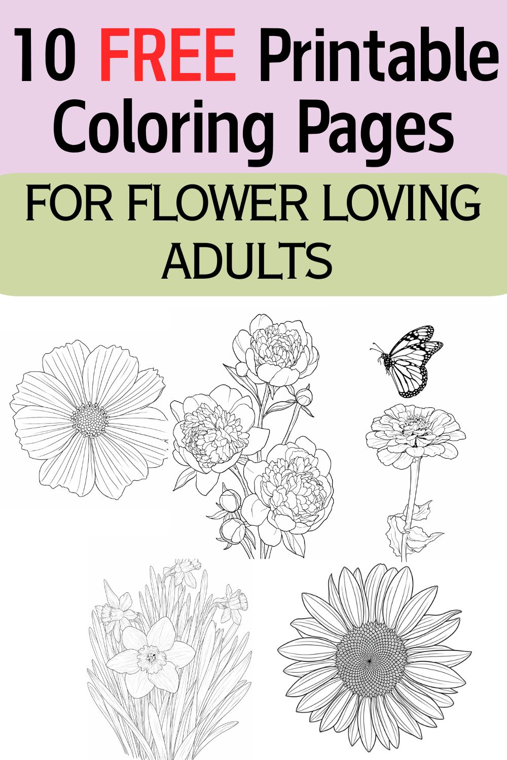 10 Free Adult Coloring Pages : For Flower Lovers