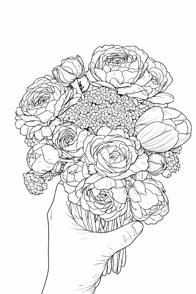 flower bouquet coloring page