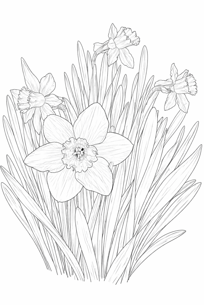 daffodil flower coloring page