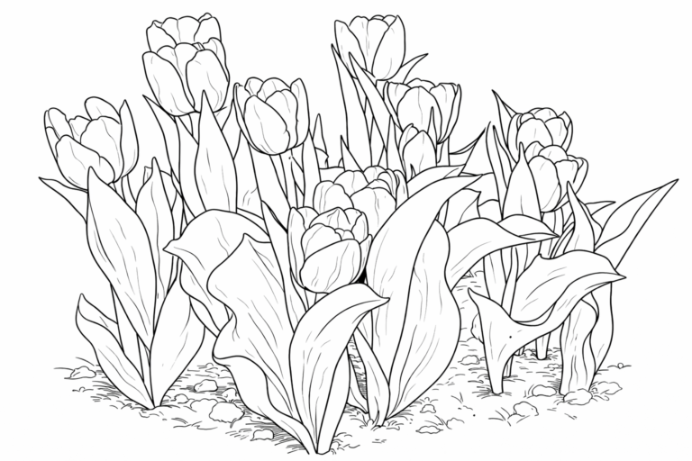 tulip spring coloring page