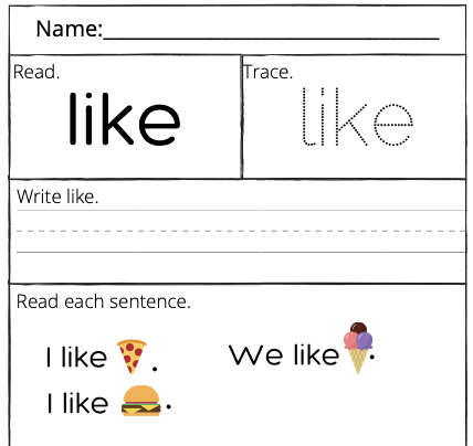 sight word like