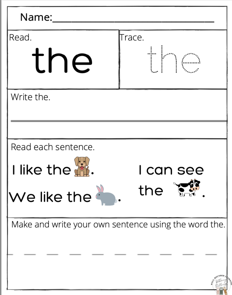 Sight Word The: Free Worksheet, Video, and Activities